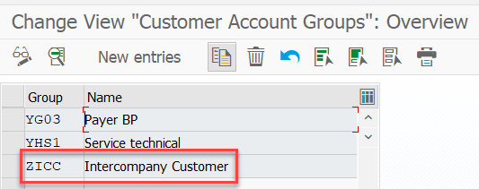 Figure 2: Define Account Groups for Intercompany Customers