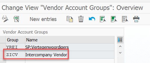 Figure 3: Define Account Groups for I/C Vendors