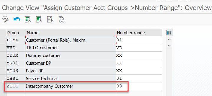 Figure 5: Assign a number range to I/C Customers